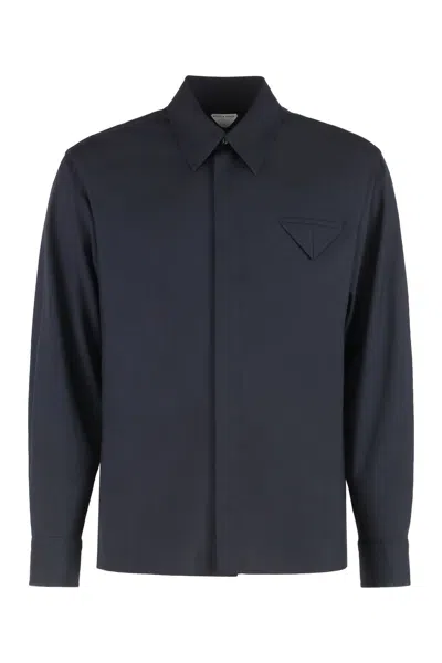 Bottega Veneta Wool Twill Shirt In Blue