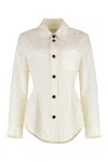 Bottega Veneta Traverl Light Wool Shirt With Maxi Pointed Collar In Green