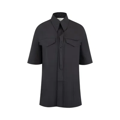 Pre-owned Bottega Veneta Wool Silk Toile Shirt 'midnight Blue' | Women's Size 38