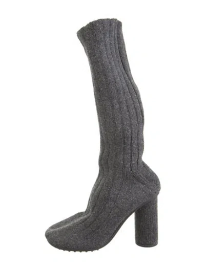 Pre-owned Bottega Veneta Wool Sock Boots In Gray