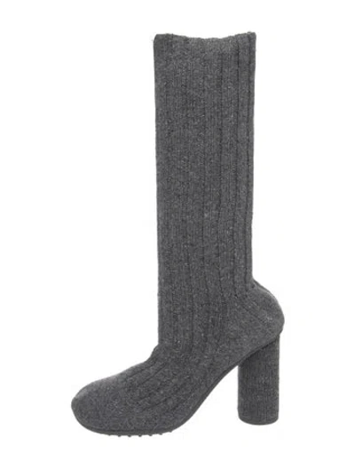 Pre-owned Bottega Veneta Wool Sock Boots In Grey