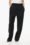 Bottega Veneta Wool Straight Fit Pants With Elastic Waistband In Black