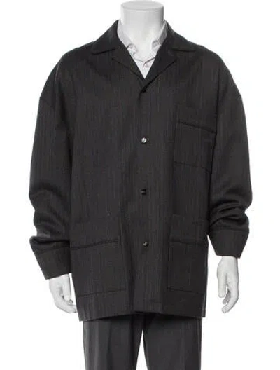 Pre-owned Bottega Veneta Wool Striped Jacket In Gray