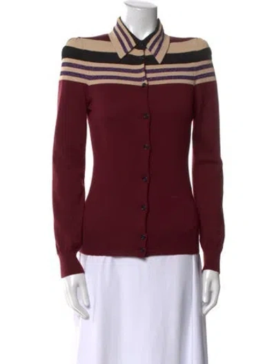 Pre-owned Bottega Veneta Wool Striped Sweater In Burgundy