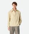 Bottega Veneta Wollhemd Mit Feinem Zickzackmuster In Bean/pale Green Melange