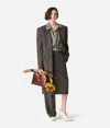 Bottega Veneta Fein Gestreifte Wolljacke In Grey/brown Melange