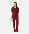 Bottega Veneta Fein Gestreifte Wollhose Mit Weitem Bein In Red/grey Melange
