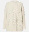 Bottega Veneta Womens String Aran Cable-knit Wool-blend Jumper In Beige