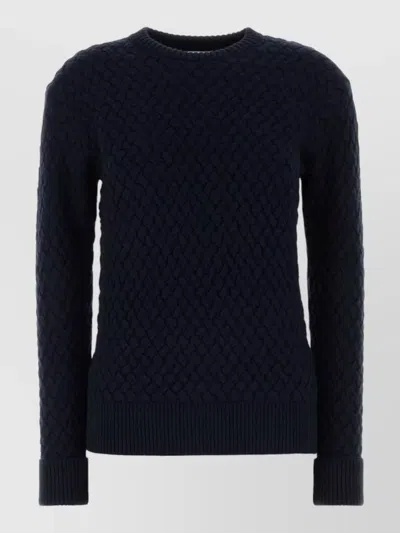 Bottega Veneta Wool Sweater Cable Knit Ribbed Cuffs Hem In Black