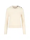 Bottega Veneta Rib Wool Sweater With Knot Detail In Cream