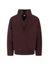 Bottega Veneta Chunky Compact Wool Blend V-neck Sweater In Purple