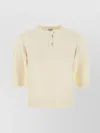 Bottega Veneta Wool Sweater With Ribbed Hem And Button Detail In Yellow
