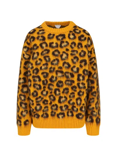 Bottega Veneta Leopard Printed Crewneck Jumper In Brown