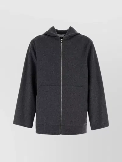 Bottega Veneta Wool Sweatshirt With Hood And Pockets In Gray
