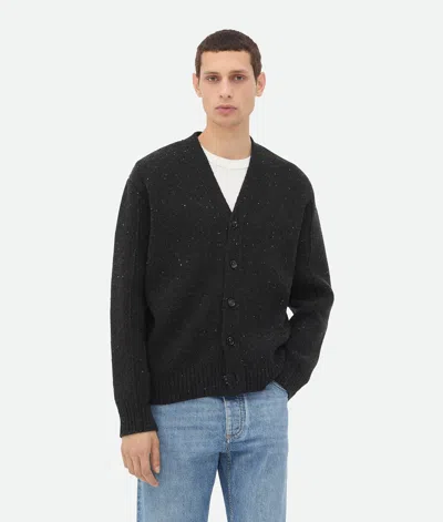 Bottega Veneta Wool Tailored Cardigan In Dark Grey Melange