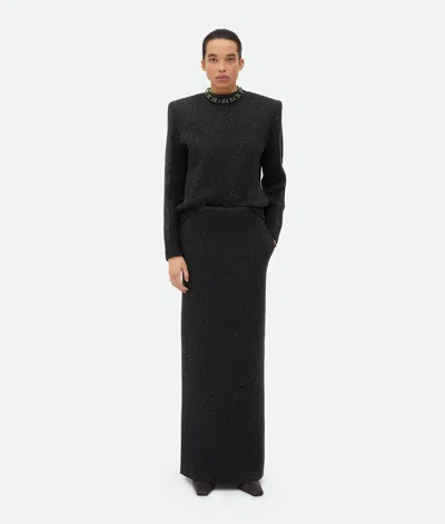 Bottega Veneta Wool Tailored Skirt In Dark Grey Melange