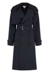Bottega Veneta Women Belted Blue Trench Coat In Blue