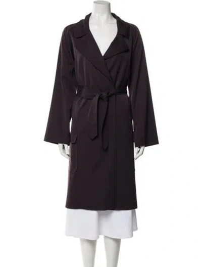 Pre-owned Bottega Veneta Wool Trench Coat In Purple