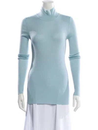 Pre-owned Bottega Veneta Wool Turtleneck Tunic In Blue