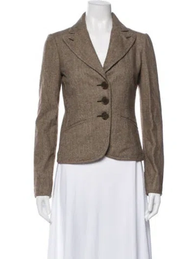 Pre-owned Bottega Veneta Wool Tweed Pattern Blazer In Neutral