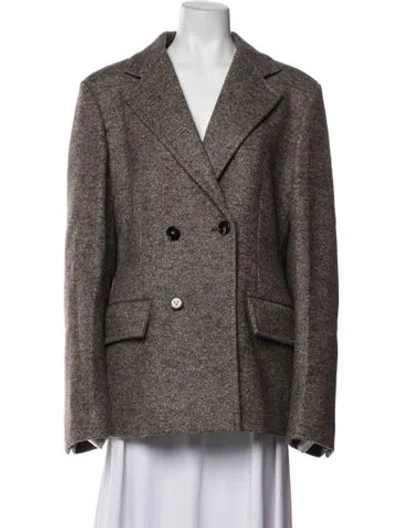Pre-owned Bottega Veneta Wool Tweed Pattern Blazer W/ Tags In Brown