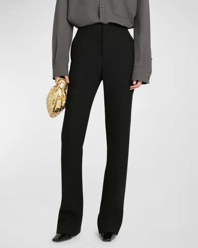 Bottega Veneta Wool Twill Flare Trousers In Nero
