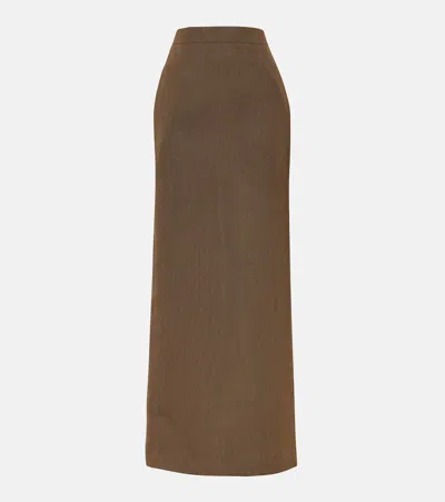 Bottega Veneta Wool Twill Maxi Skirt In Brown