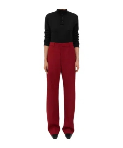 Bottega Veneta Wool Twill Rounded Leg Trousers In Red
