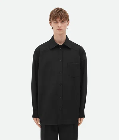 Bottega Veneta Wool Twill Shirt In Black