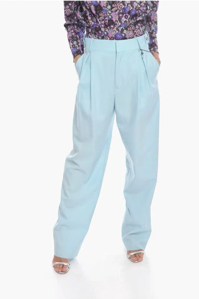 Bottega Veneta Wool-twill Single-pleated Tailored Pants In Blue