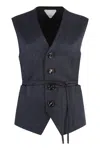 Bottega Veneta Striped Wool Vest In Blue