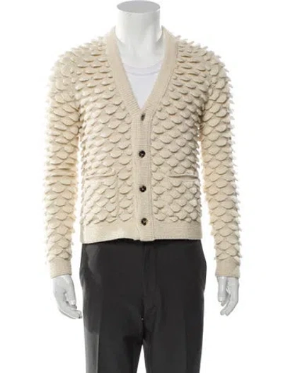 Pre-owned Bottega Veneta Wool V-neck Cardigan In Neutral
