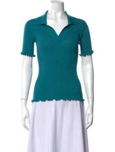 Pre-owned Bottega Veneta Wool V-neck Polo In Blue