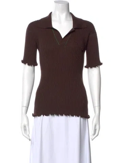 Pre-owned Bottega Veneta Wool V-neck Polo In Brown