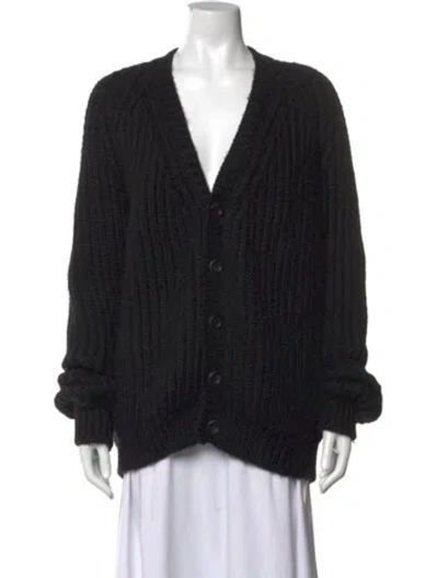 Pre-owned Bottega Veneta Wool V-neck Sweater In Black