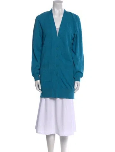 Pre-owned Bottega Veneta Wool V-neck Sweater In Blue