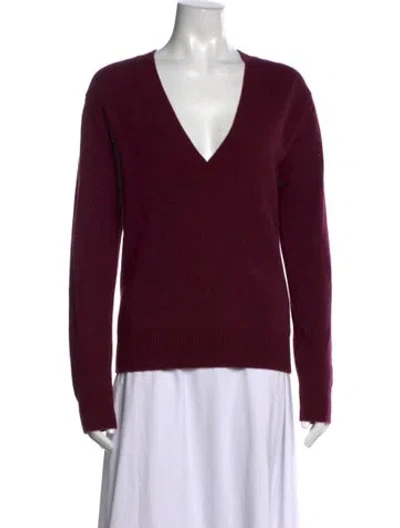 Pre-owned Bottega Veneta Wool V-neck Sweater In Burgundy