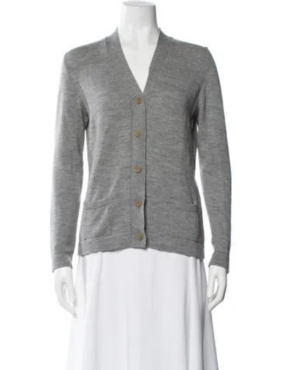 Pre-owned Bottega Veneta Wool V-neck Sweater In Gray