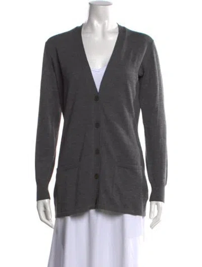 Pre-owned Bottega Veneta Wool V-neck Sweater In Gray