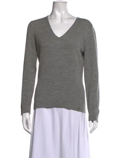 Pre-owned Bottega Veneta Wool V-neck Sweater In Gray