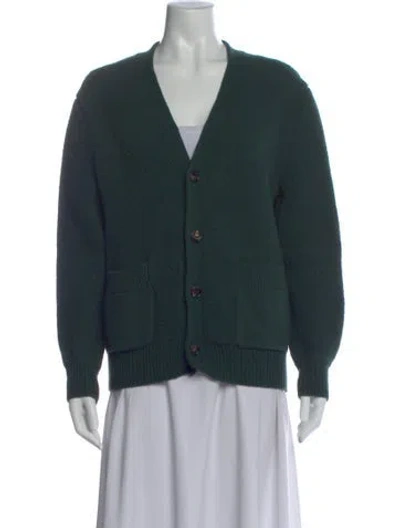 Pre-owned Bottega Veneta Wool V-neck Sweater In Green