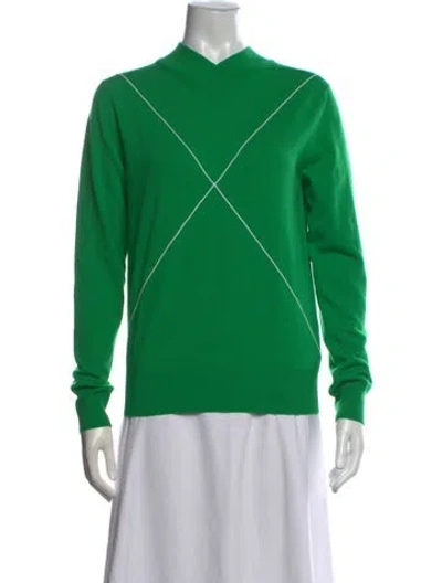 Pre-owned Bottega Veneta Wool V-neck Sweater In Green