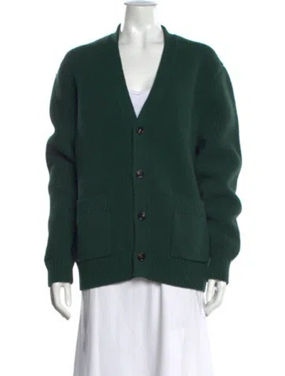 Pre-owned Bottega Veneta Wool V-neck Sweater In Green