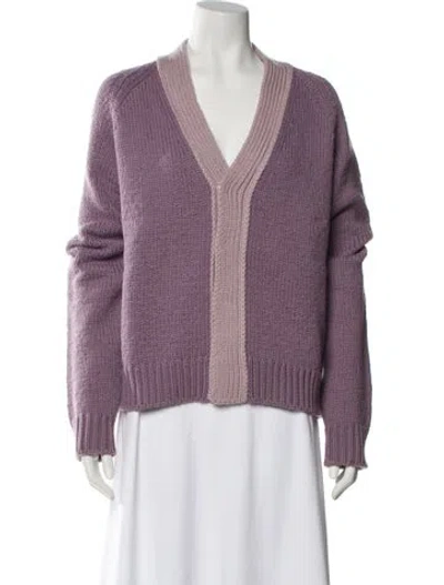 Pre-owned Bottega Veneta Wool V-neck Sweater In Purple