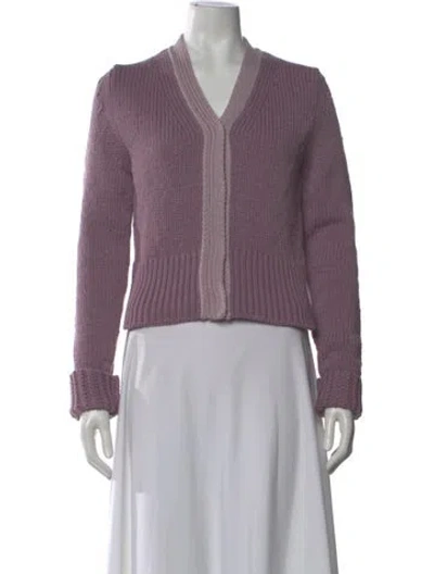 Pre-owned Bottega Veneta Wool V-neck Sweater In Purple