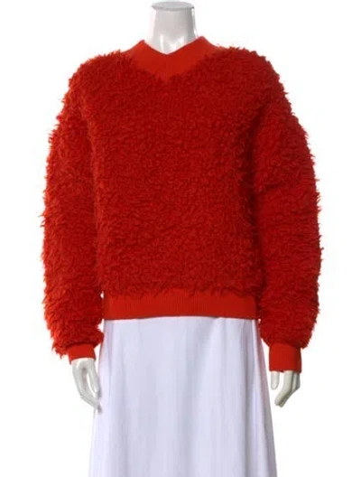 Pre-owned Bottega Veneta Wool V-neck Sweater In Red