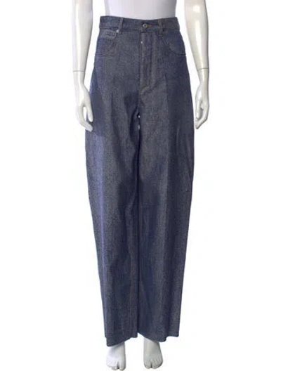 Pre-owned Bottega Veneta Wool Wide Leg Pants In Blue