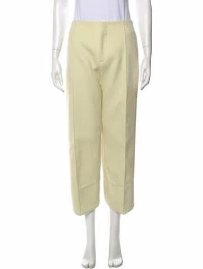 Pre-owned Bottega Veneta Wool Wide Leg Pants In Yellow