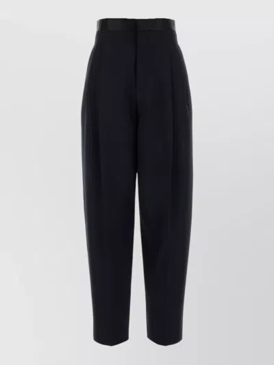 Bottega Veneta Wool Wide Leg Pleated Tailored Pant In Black