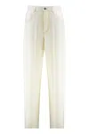 Bottega Veneta Wide-leg Wool Trousers With Pockets And Stitching In White